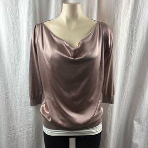 Jil Sander silk cowl neck blouse with 3/4 sleeves US 2-4